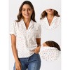 Allegra K Women's Short Sleeve Casual V Neck Print Notch Lapel Collar Summer Blouses - 2 of 4