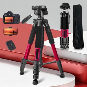 74Inch Heavy-Duty Aluminum Tripod with Dual Quick Release Plate, Phone Mount & Carrying Bag – Universal Stand for DSLR, Phones, Projectors & More - 1 of 4