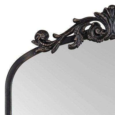 Arendahl Antique Black Full Length Rectangular Mirror with Ornate Crown