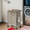 2-Section Rolling Laundry Basket Storage with Wheels, 37 Gallons Laundry Hamper, Removable Liner, Steel Frame with Handle, 27.2 x 15.4 x 31.9 Inches - 3 of 4