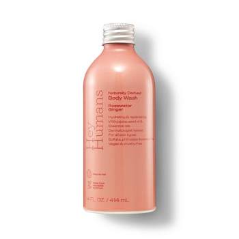 Hey Humans Rosewater Ginger Moisturizing Women's Body Wash with Vegan + Natural Ingredients, Jojoba Oil - 14 fl oz