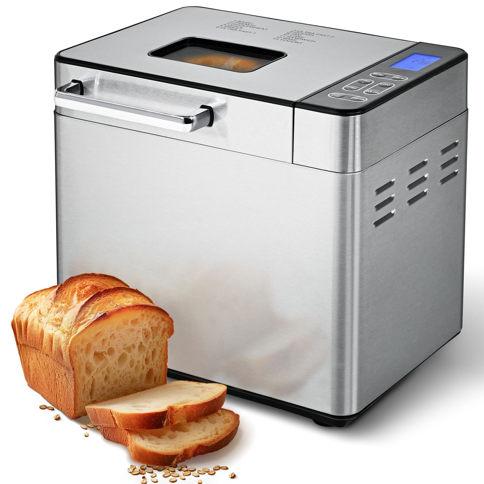 Simzlife Bread Maker, 2 Lbs Dough & Bread Maker Machine with Auto Fruit and Nut Dispenser, Fit for 3 Loaf Sizes & 3 Crust Colors