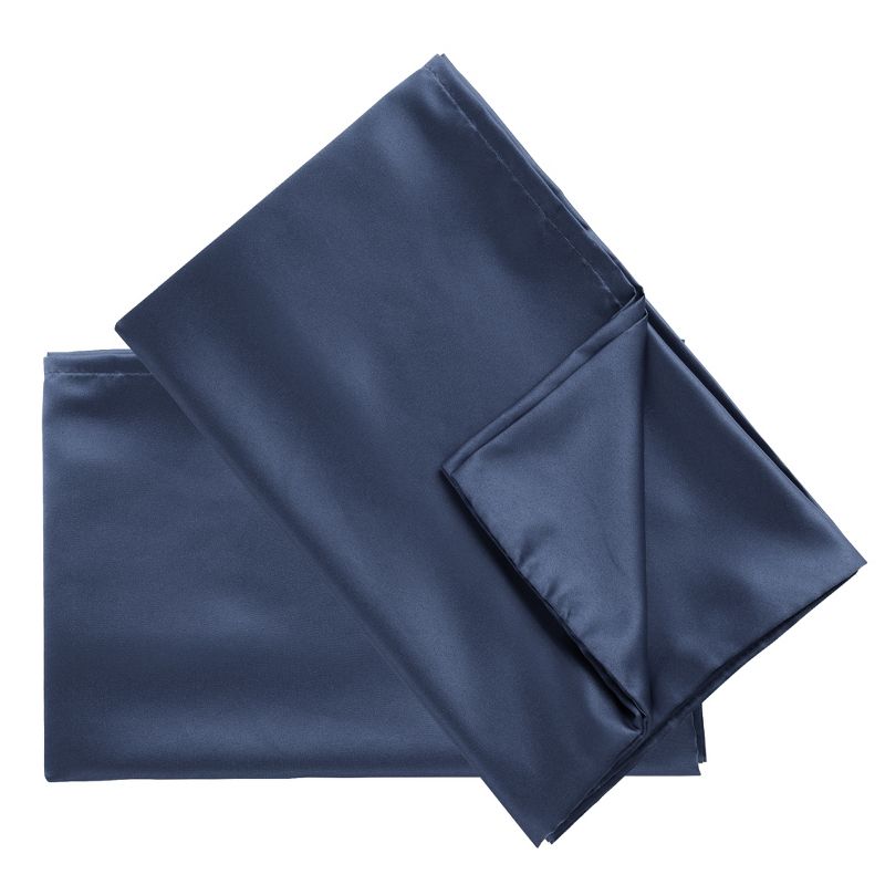 4 Pcs Standard 20"x26" Silk Satin Luxury Cooling Pillowcase Navy - PiccoCasa, 6 of 7