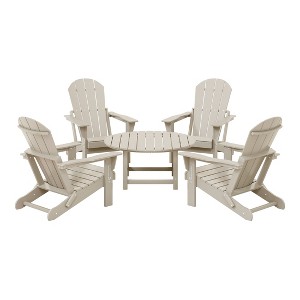 WestinTrends Malibu 5-Piece HDPE Folding Adirondack Chair Outdoor Patio Conversation Set - 1 of 4