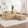 Modular 2-Seat L-Shaped Sectional Sofas with Ottoman, Deep Seat Cloud Sectional Couch, Plush Corduroy Fabric with Throw Pillows - 2 of 4
