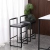 Dexmalle Set of 2 Faux Leather Barstools with Slim Metal Frame - 4 of 4