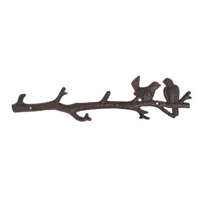 VIP Metal 18.5 in. Brown Birds on Branch Wall Hooks