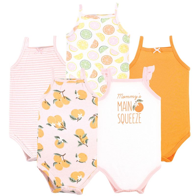 Hudson Baby Infant Girl Cotton Bodysuits, Citrus Orange, 1 of 9