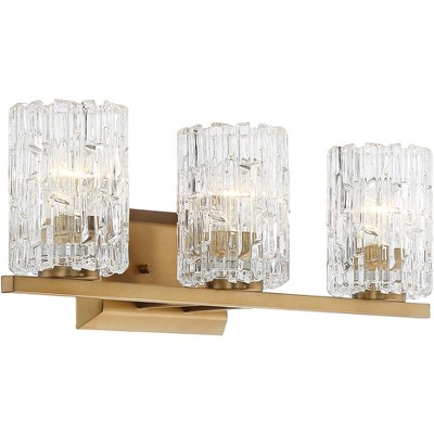 Contemporary Gold Brass Vanity Sconce with Clear Glass Shades
