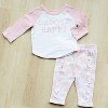 Grayson Threads - Infant Pink Choose Happy Raglan Tshirt + Ruffle Pant Set - 2 of 3