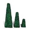 Aghana Digitals 3-Piece Artificial Boxwood Pyramid Topiaries: Lifelike Polyethylene, Indoor/Outdoor - 2 of 4