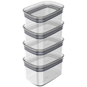OU Airtight Food Storage Container 8pc (set of 4) BPA Free Clear Plastic Storage Container with Leak Proof Lid, Stackable Kitchen Pantry Organizer - 1 of 4
