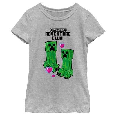 Girl's Minecraft Adventure Club Creeper Hearts T-shirt : Target