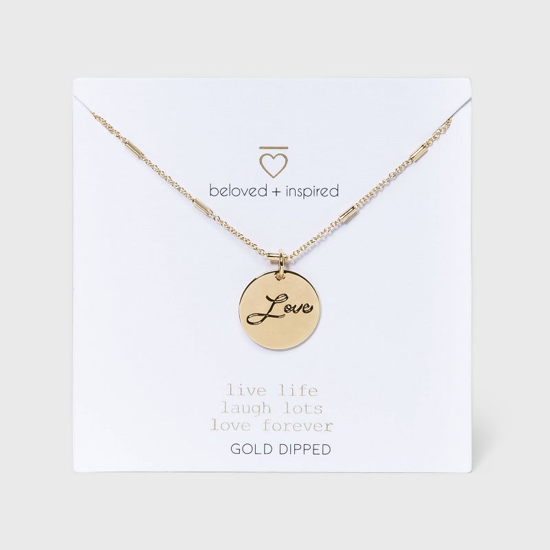 Beloved + Inspired Gold love Disc Chain Necklace - Gold : Target Beloved + Inspired Gold &#39;Love&#39; Disc Chain Necklace - Gold