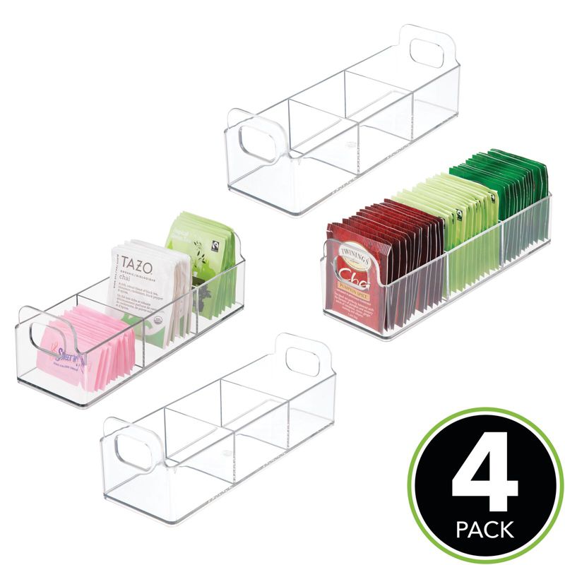 mDesign Plastic 3-Compartment Condiment Organizer/Tea Bag Holder, 2 of 10