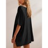 Imily Bela Womens Oversized Casual Summer Crew Neck Loose Dropped Short Sleeve Side Slit Hem Tunic Blouse Light - 4 of 4