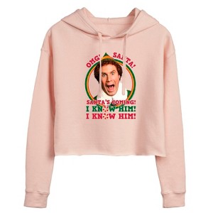 Women's - ELF - Christmas Omg Santa I Know Him Cropped Graphic Hoodie - 1 of 3