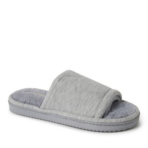 Dearfoams Womens Demi Rib Knit Fuzzy Slide House Slipper - 1 of 4