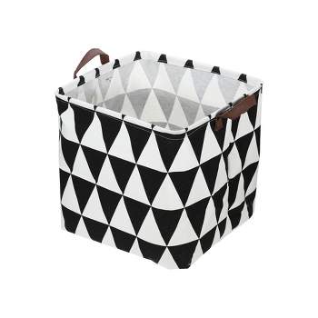 Unique Bargains Foldable Square Laundry Basket 1831 Cubic-in Black 1 Pc Triangle