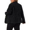 Agnes Orinda Women's Plus Size Denim Notched Lapel Color Block Stretch Blazers - 4 of 4