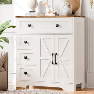 Storage Cabinet with 2 Doors and 4 Drawers, Kitchen Pantry, Floor Cupboard - 1 of 4