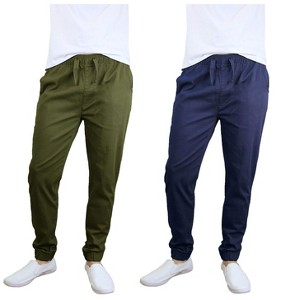 Galaxy By Harvic Men's Slim Fit  Basic Stretch Twill Joggers-2 Pack - 1 of 2