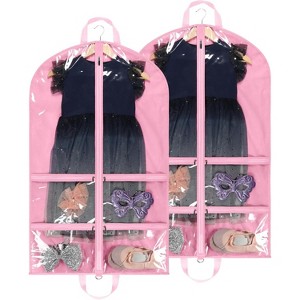 6 Pack 40" Black Dance Garment Bags, Hanging Covers with 4 Zipper Pockets for Competitions - 1 of 4