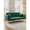 VYNXARIA 71 inch convertible love seat sofa, American retro green velvet, suitable for small living room, bedroom, office - 4 of 4