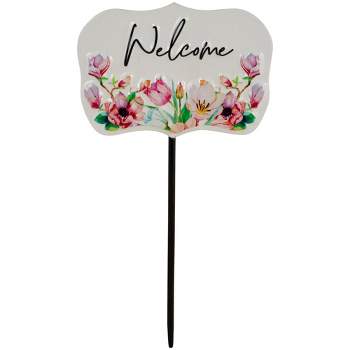 Northlight Floral Welcome Outdoor Yard Metal Garden Stake - 8" - White