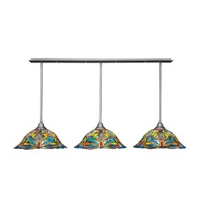 Toltec Lighting Any 3 - Light Chandelier in  Brushed Nickel with 19" Kaleidoscope Art Glass Shade - 1 of 1