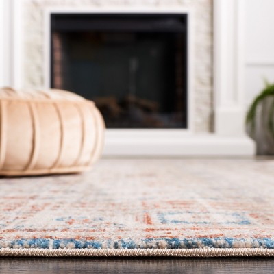 Vintage Persian Beige and Rust Synthetic 8' x 10' Area Rug