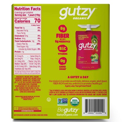 Gutzy Strawberry Kiwi Kale Prebiotic Gut Health Snack - 4pk/3.9oz Pouches
