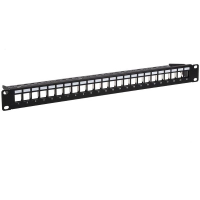 Monoprice 24-port Blank Keystone Shielded Network Patch Panel, 1U, UL Listed, with Wire Support Bar (TAA)