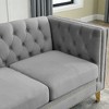 Ridstar 3 Ssat Modern Velvet Buttons Tufted Sofa with Metal Legs & Arm Couch For Living Room & Office-Grey - 4 of 4