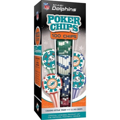 MasterPieces Inc Miami Dolphins  NFL 100-Piece Poker Chips