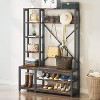 Tribesigns 4-in-1 Entryway Coat Rack Hall Tree, Industrial Wooden Entryway Bench - 2 of 4