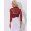 INSPIRE CHIC Women's Semi Sheer Open Front Elegant 3/4 Sleeves Mesh Bolero Shrug - 4 of 4