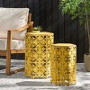 Small Metal Bedside Table,Boho Hollow Side Table,Hexagon Metal Side Table,TV Cabinet Decor Side Table,Iron Accent Tables Set Of 2-Cuddlewood - 3 of 4