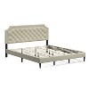 Glenwillow Home Curta Upholstered Platform Bed, Clipped Nailhead Trim with Button Tufting, Mattress Foundation, No Box Spring, Beige, California King - 2 of 4