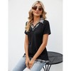 BLUEMING Womens Summer T-Shirts V Neck Faux Layering Shirts Color Block Polo Shirts Plaid Teacher Shirts - 3 of 4