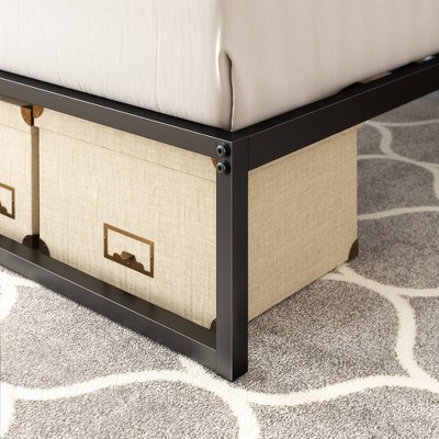 Twin Black Metal Platform Bed Frame with Slats