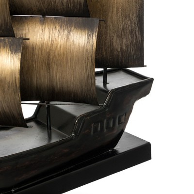 Nautical Metal Sailboat Centerpiece in Natural Finish