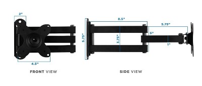 Black Full Motion TV Wall Mount for 19-27 Inch Screens