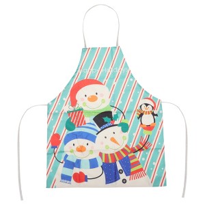 Unique Bargains Christmas Aprons Christmas Snowman Linen 21.65"x26.77" 1 Pcs - 1 of 4