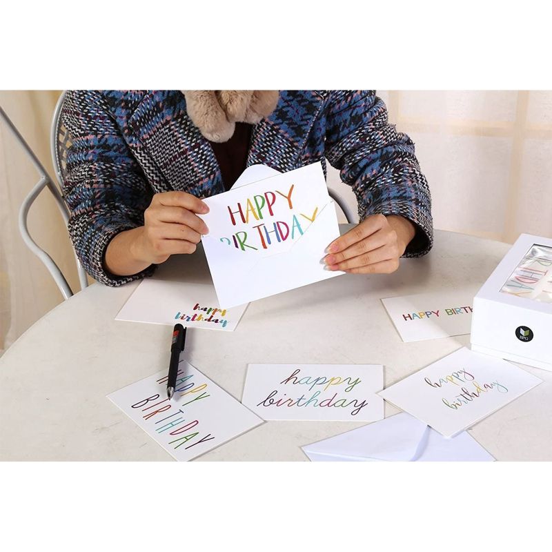 Best Paper Greetings 48 Pack Blank Bulk Birthday Cards with Envelopes for Birthday Greetings, 6 Colorful Rainbow Font Designs, 4 x 6 In, 3 of 5