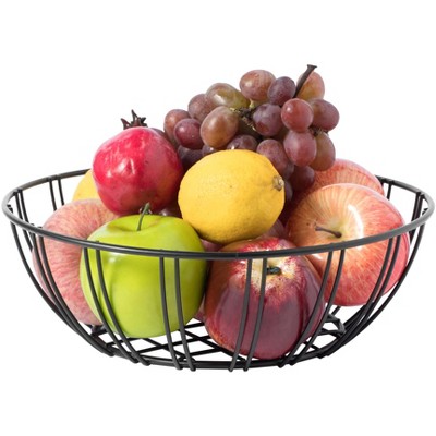 Basicwise Black Wire Iron Basket Fruit Bowl