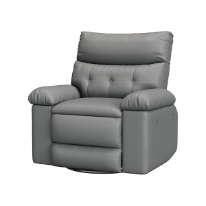 Manual Recliner Chair,360 Degree Swivel Single Sofa,Pu Leather Cozy Lounge Chair,Wide Single Recliner Chair with Side Pocket for Nursery,Bedroom - 1 of 4