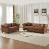 113'' Tech Fabric Chesterfield 3+2 Seater Sofa Set with Rolled Arms, Tufted Buttons and Wooden Legs - 2 of 4