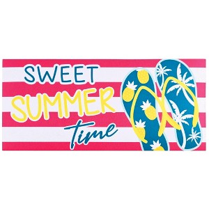 Dicksons Magnolia Garden Sweet Summer Time Flip Flops Red White Stripe 22 x 10 Rubber Outdoor Doormat Insert - 1 of 2