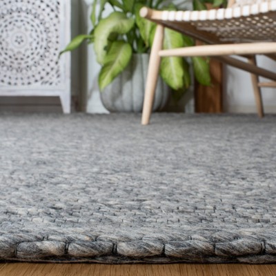 Marbella Dark Grey Wool Flat Woven Rectangular Area Rug 5' x 8'